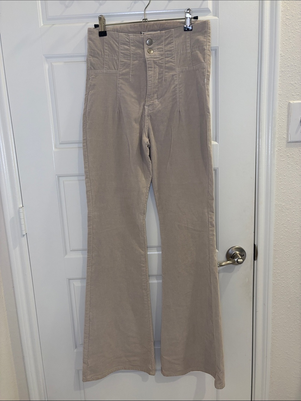 Free People We The Free Corduroy Flare Pants Beige Size 27 High Rise